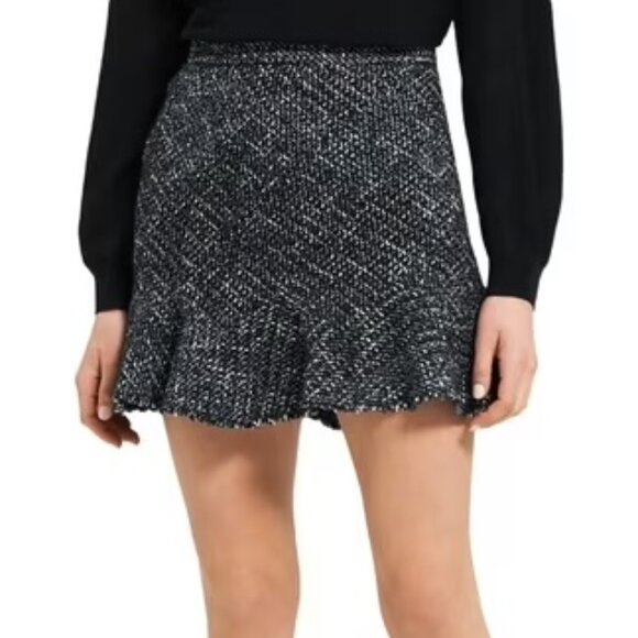 NWT Theory Diagonal Mini Skirt in Wool-Blend Tweed - Picture 1 of 8
